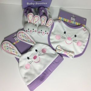 Baby Bib, Hat, Bootie Set